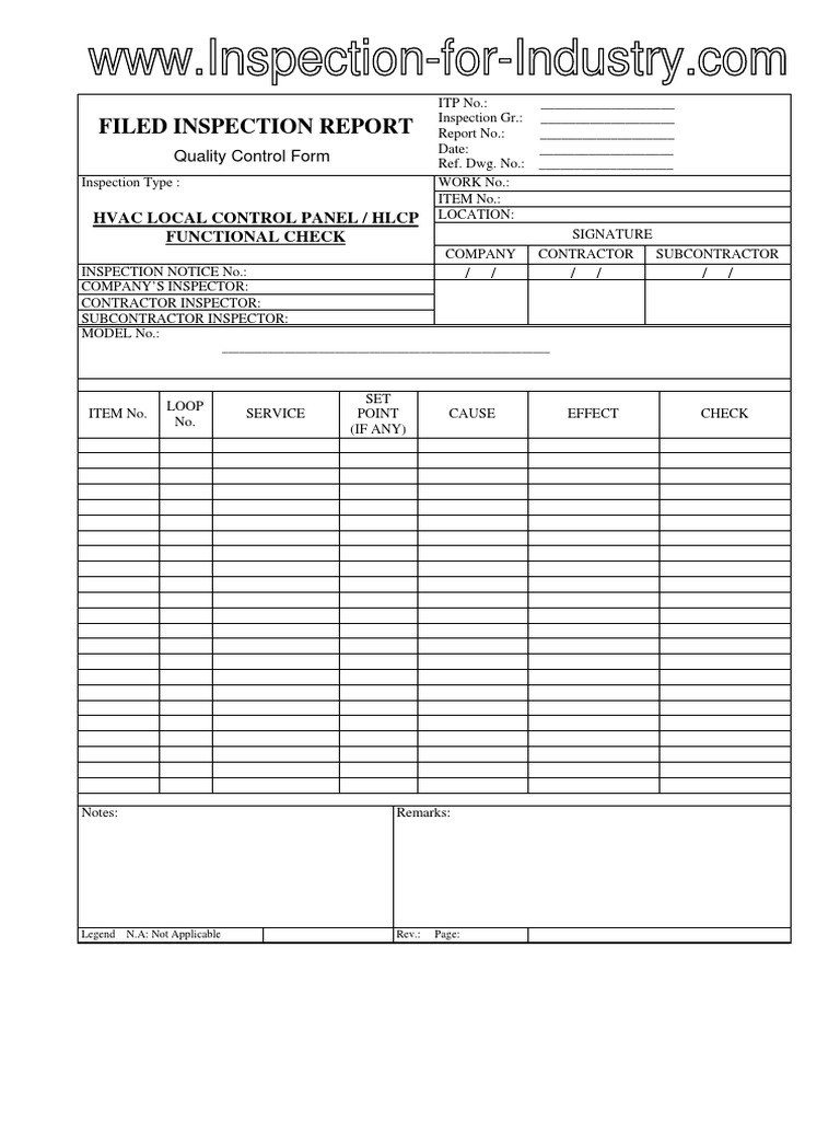 HVAC Local Control Panel and HLCP Functional Check Quality Control and ...