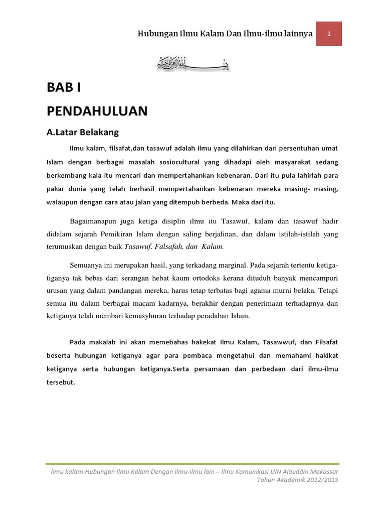 Ilmu Kalam Hubungan Ilmu Kalam Dan Ilmu Ilmu Lainnya