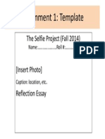 Assignment 1: Template: The Selfie Project (Fall 2014)