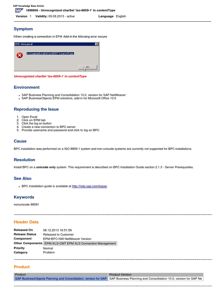 EPM Add-in Charset Error Resolution | PDF | Technology & Engineering