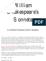 William Shakespeare's Sonnets: An Electronic Classics Series Publication