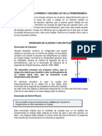 La relación entre la primera y segunda ley de la termodinámica y sus enunciados de Clausius y Kelvin-Planck