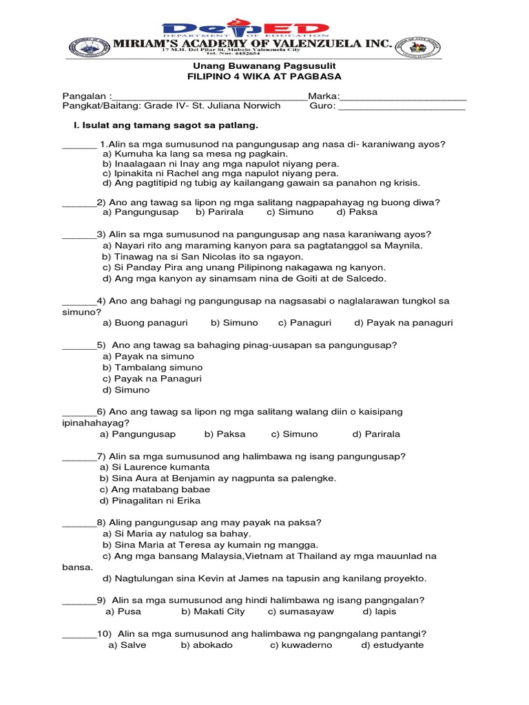 1st Monthly Exam - Regen | PDF
