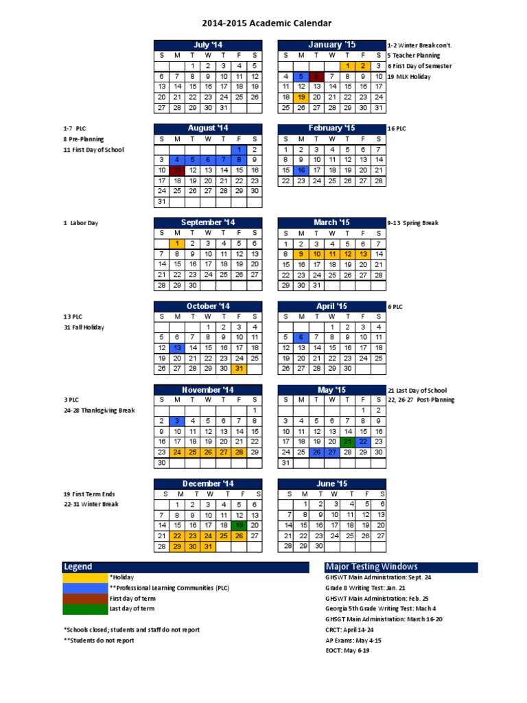 2014 15 Calendar PDF