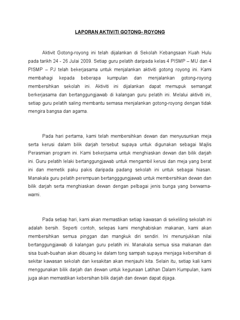 Laporan Aktiviti Gotong Royong