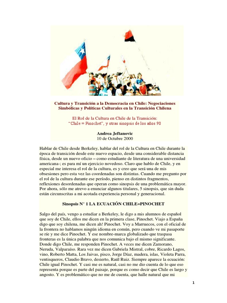 Cultura y Transición A La Democracia en Chile | PDF | Augusto Pinochet ...