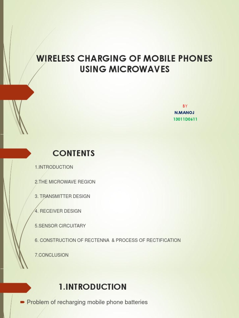 Wireless Charging of Mobile Phones Using Microwaves N.Manoj PDF