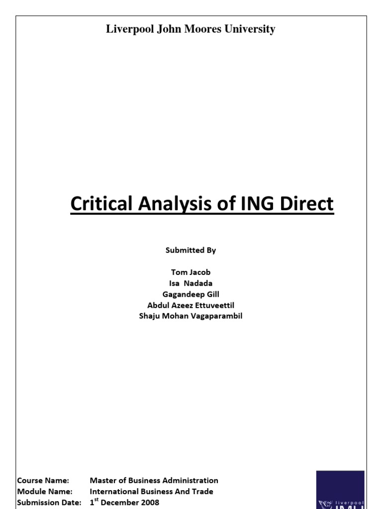 Critical Analysis of ING Direct Banking | PDF | Ing Group | Net Income