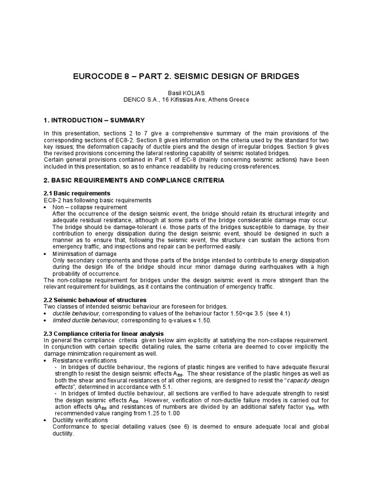 Seismic Design Guidelines for Bridges | PDF | Deep Foundation | Earthquakes
