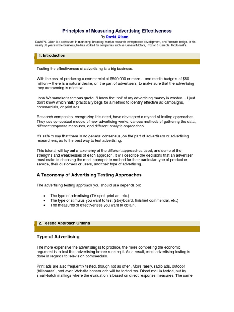 Measuring Advertising Effectiveness | PDF | Advertising | Television ...