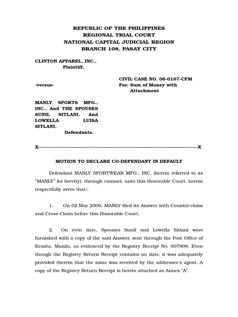 motion-to-declare-co-defendant-in-default-pdf-pleading-evidence-law