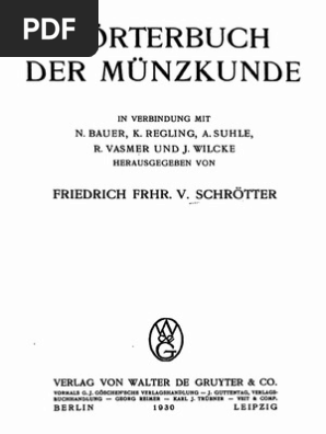 Worterbuch Der Munzkunde In Verbindung Mit N Bauer Et Al Hrsg Von Friedrich V Schrotter Pdf