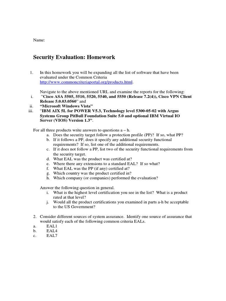 Security Evaluation: Homework | PDF | Computers