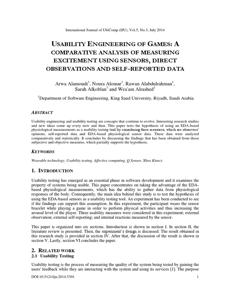 Usability Engineering of Games | PDF | Usability | Affect (Psychology)
