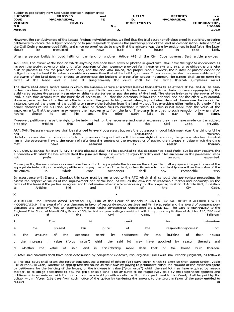Builder in Good Faith PDF Lease Judgment (Law)
