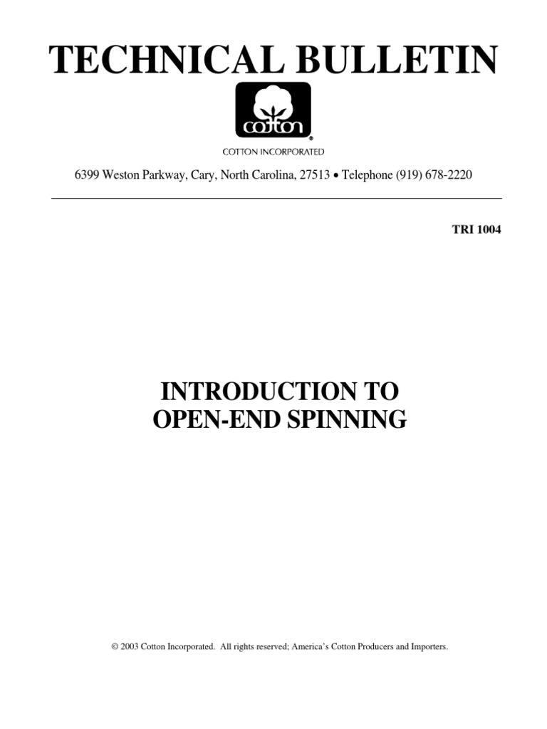Introduction To Open-End Spinning | PDF | Spindle (Textiles) | Yarn