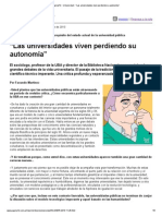 Horacio González - “Las Universidades Viven Perdiendo Su Autonomía”