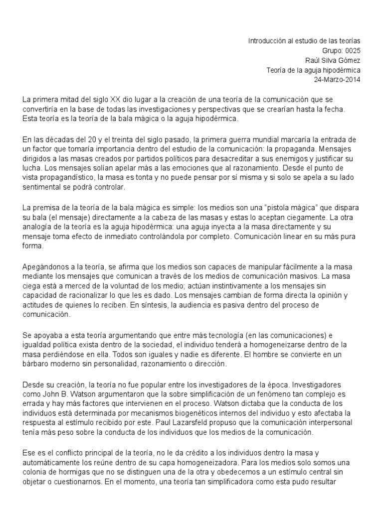 Teoria de La Bala Magica Unión Europea Ciencia