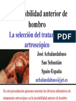 La Inestabilidad Anterior de Hombro