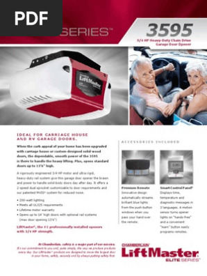 Liftmaster 3595 Garage Door Opener Brochure Door Garage