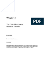 Week 13: The Critical Evaluation of Ethical Theories