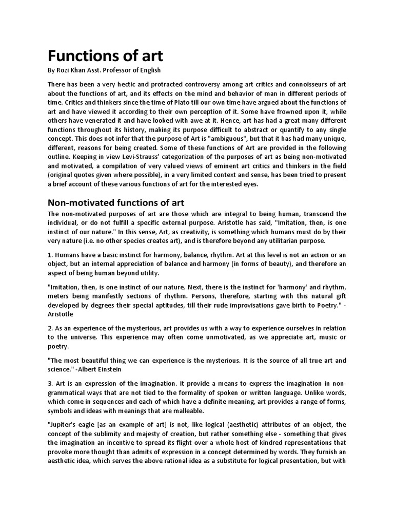 Functions of Art Rituals Aesthetics