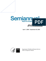 U.S. Department of Human Services Office of Inspector General Semiannual Report To Congress Apri 1, 2009 - September 30, 2009