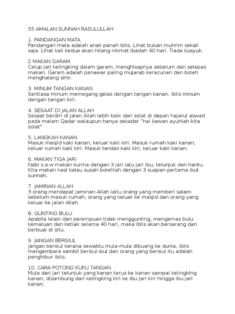 55 Amalan Sunnah Rasulullah Pdf