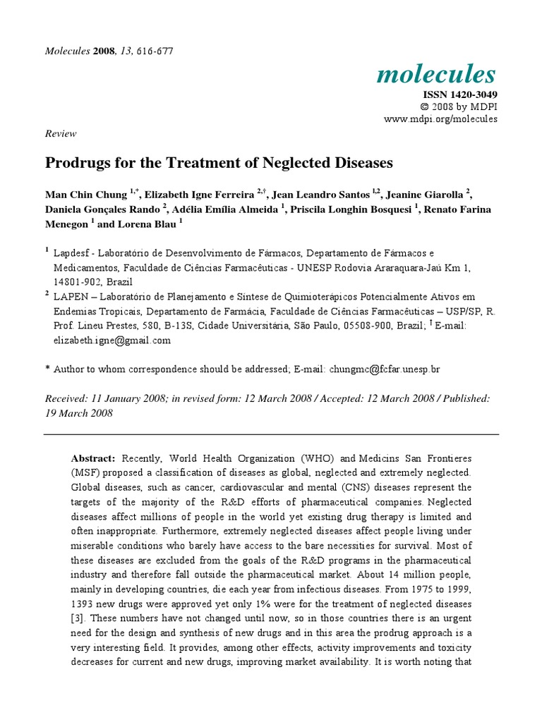 Molecules: Prodrugs For The Treatment of Neglected Diseases | PDF ...