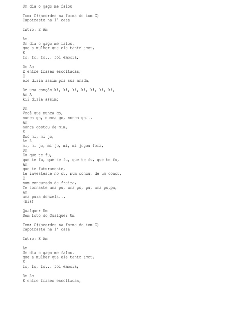 Um Dia Um Gago Me Falou | PDF | Músicas | Música gravada