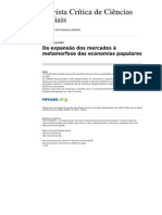 Hespanha Da Expansao Dos Mercados a Metamorfose Das Economias Populares