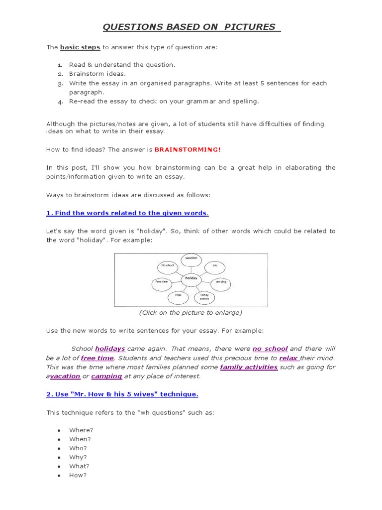Questions Based On Pictures | PDF | Brainstorming | Human Communication