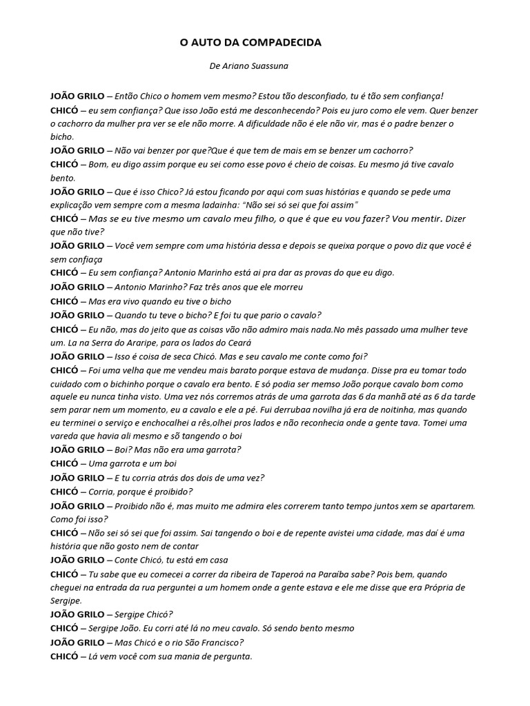 TEXTO O AUTO DA COMPADECIDA.pdf | Padre | Cães