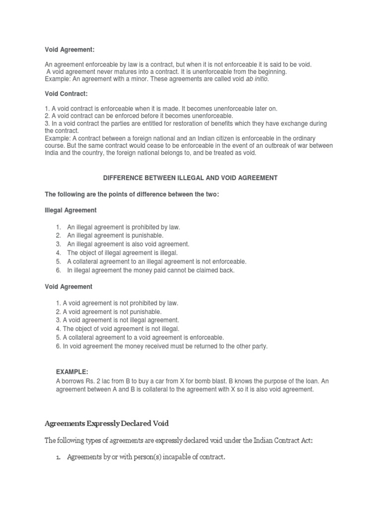 Void Agreement:: Ab Initio | PDF | Restraint Of Trade | Gambling