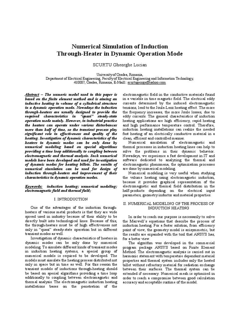 Dynamic Simulation of Induction Heating | PDF | Electromagnetic ...