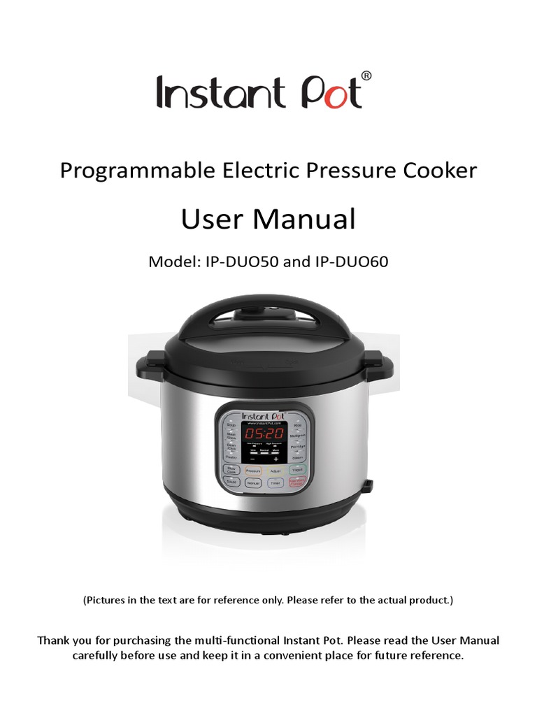 InstantPot IP DUO Manual English Pressure Cooking Slow Cooker