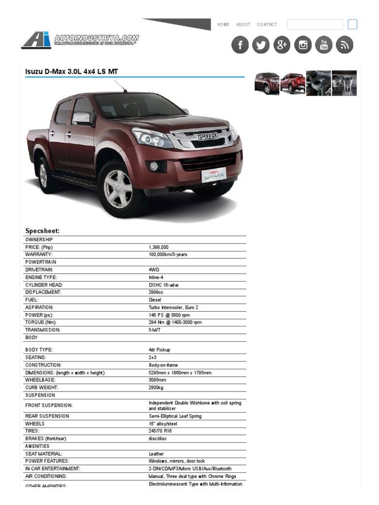 2014 Isuzu DMax 3 PDF Suspension (Vehicle) Four Wheel Drive