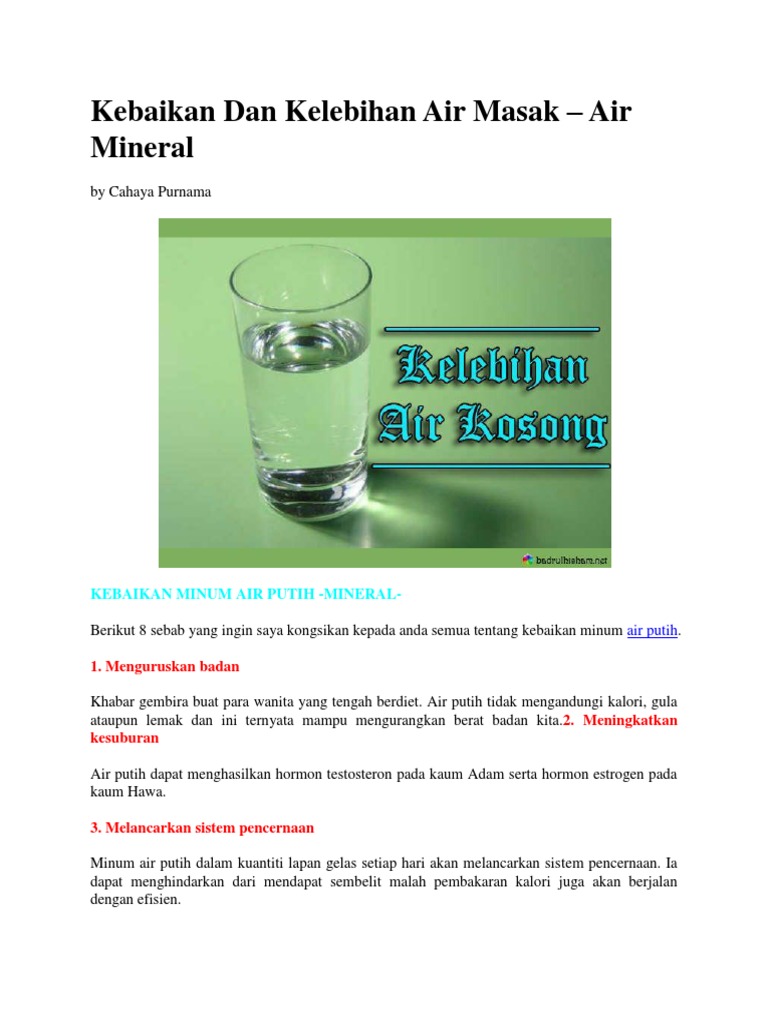 Kebaikan Dan Kelebihan Air Masak Pdf