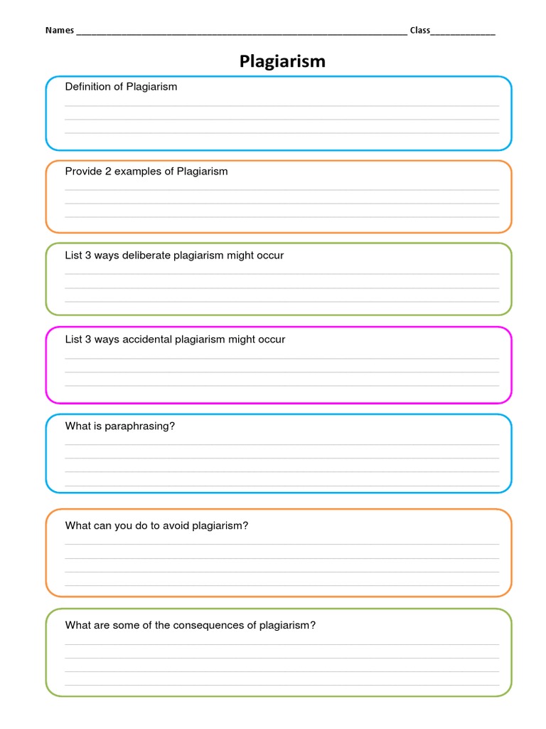 Plagiarism Worksheet | PDF