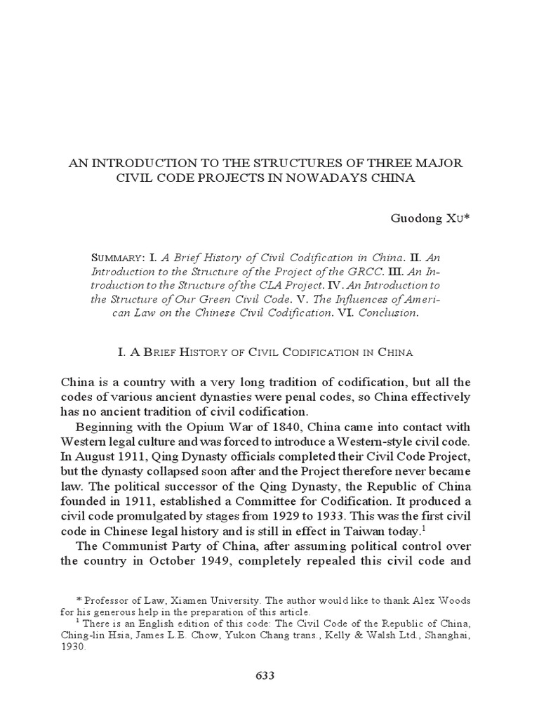 An Introduction To The Structures of Three Major Civil Code Projects in ...