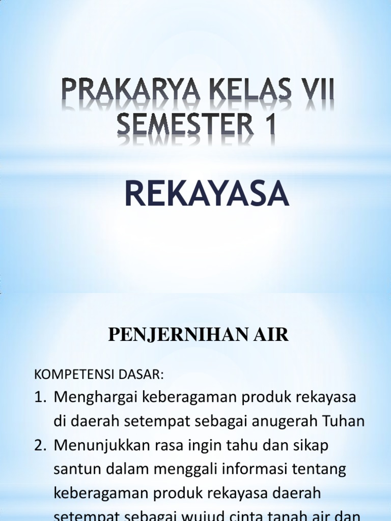 Soal Prakarya Tentang Alat Penjernih Air Berbagai Alat