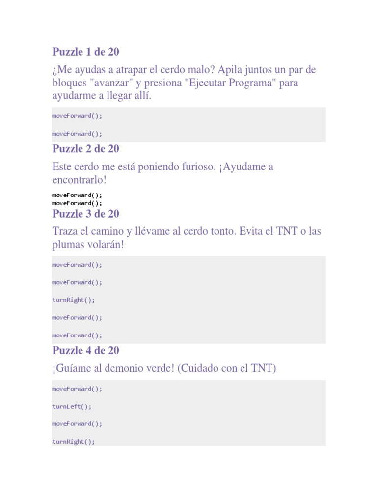 20 Puzzles de Programación para Niños | PDF | Ocio
