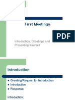 First Meetings: Introduction, Greetings and Presenting Yourself