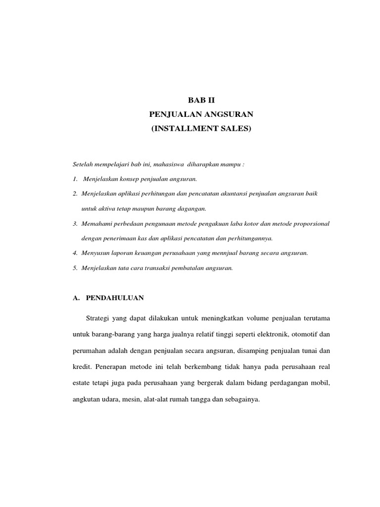 Contoh Soal Dan Jawaban Penjualan Angsuran Contoh Soal