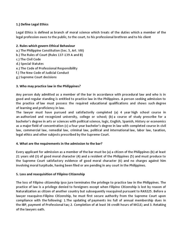 Legal Ethics Reviewer PDF Practice Of Law Lawyer