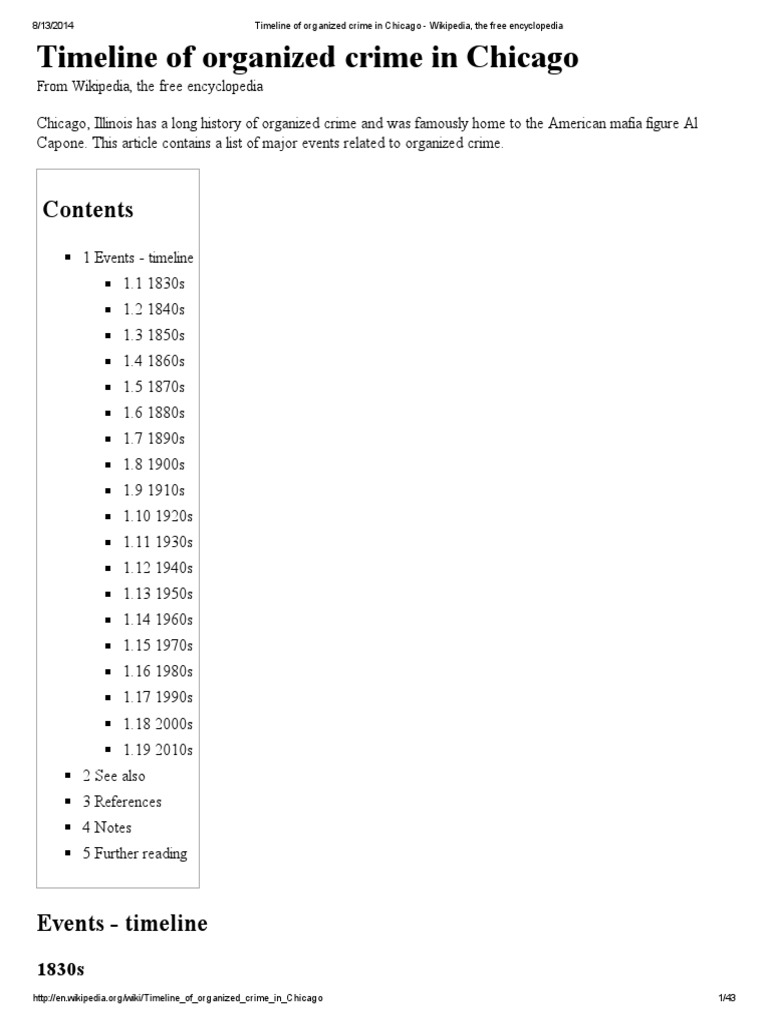Timeline of Organized Crime in Chicago Wikipedia, The Free