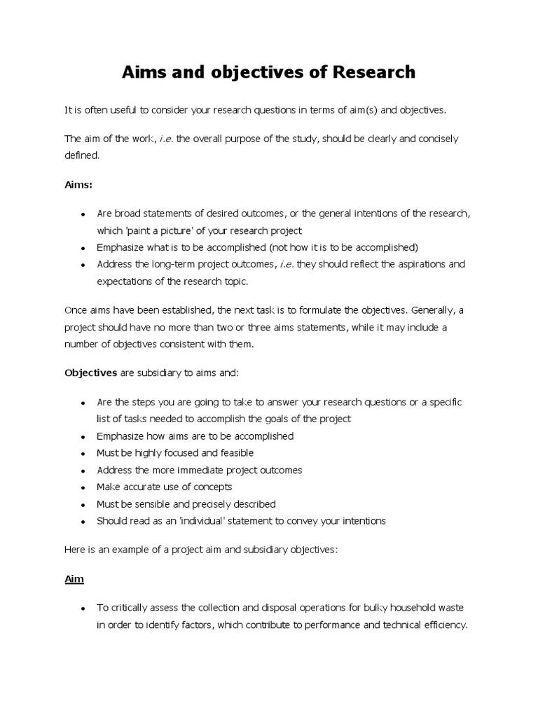 objectives in research pdf