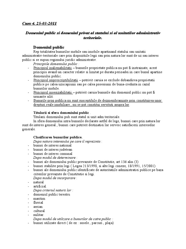 Curs 4 Domeniul Public Si Privat Al Statului