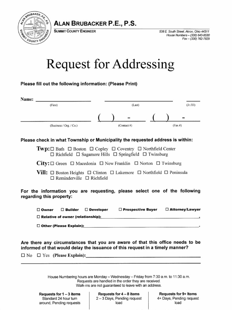 Request For Addressing | PDF | Government