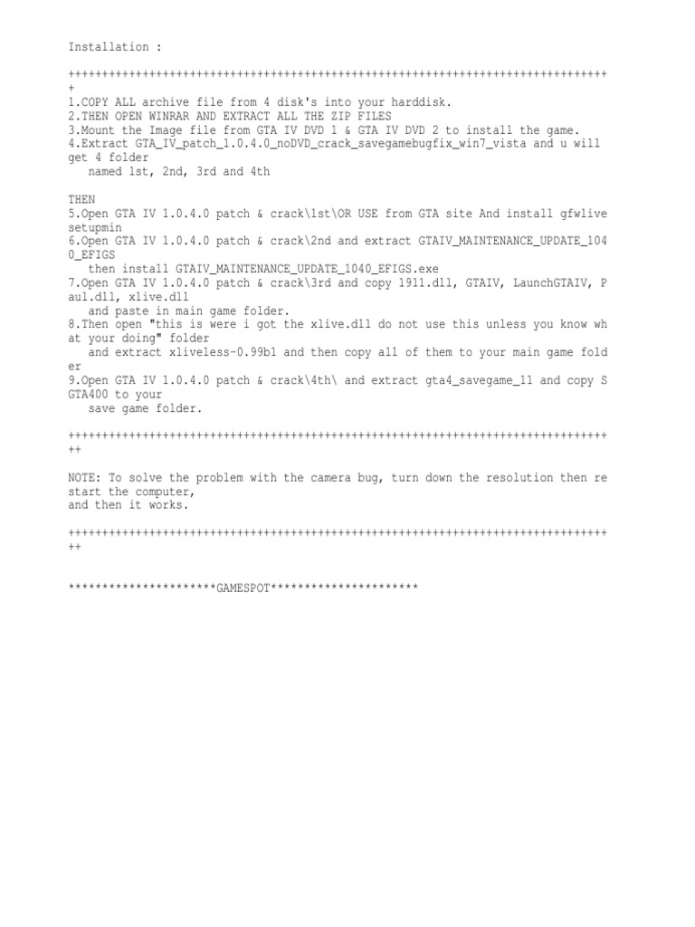 GTA 4 Installation Guide | PDF | Computers | Technology & Engineering